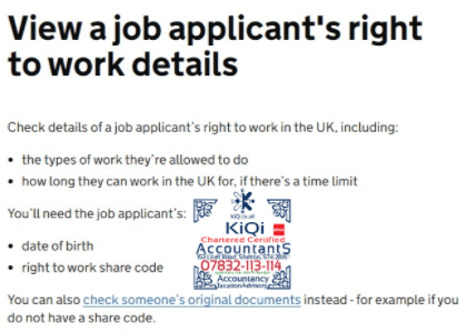 View A Job Applicant's Right To Work Details